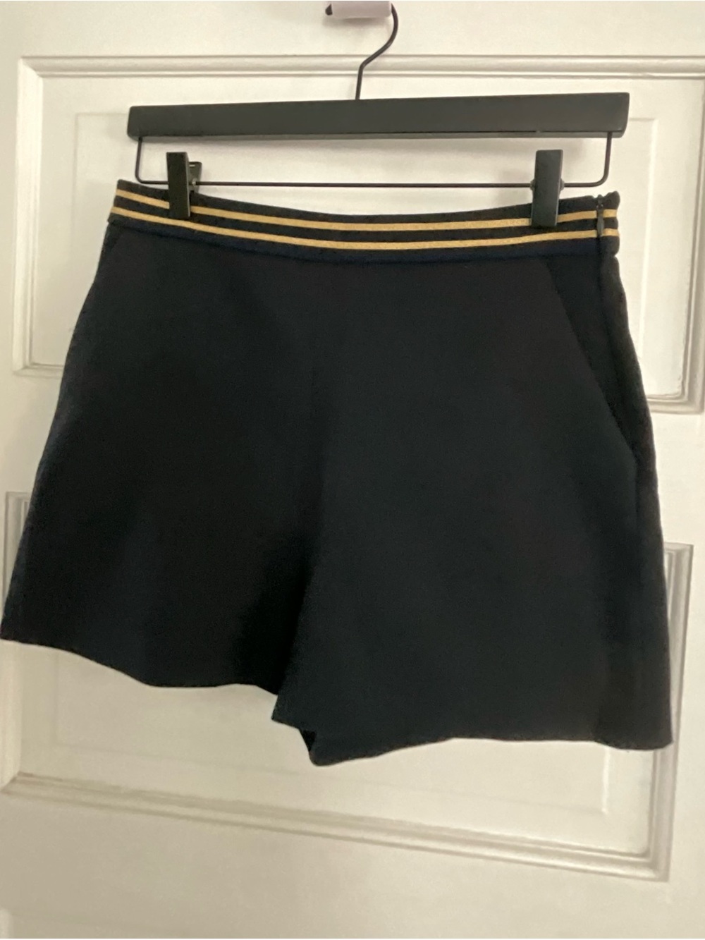 Zara Black Skirt with Gold Trim Waistband